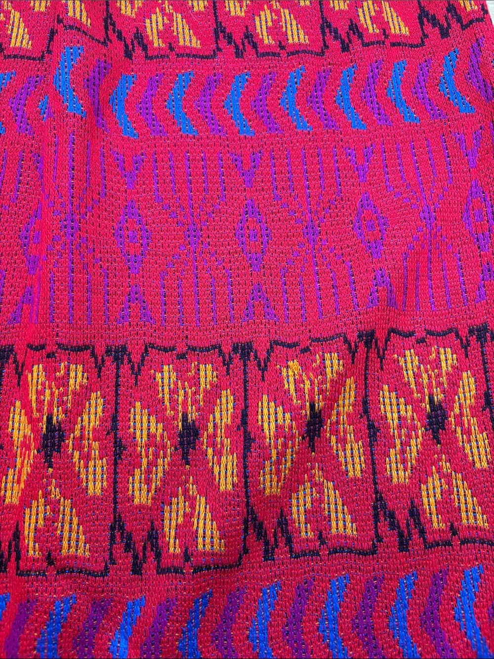 Vibrant Red Patterned Knit Maxi Skirt - Picture 4 of 13